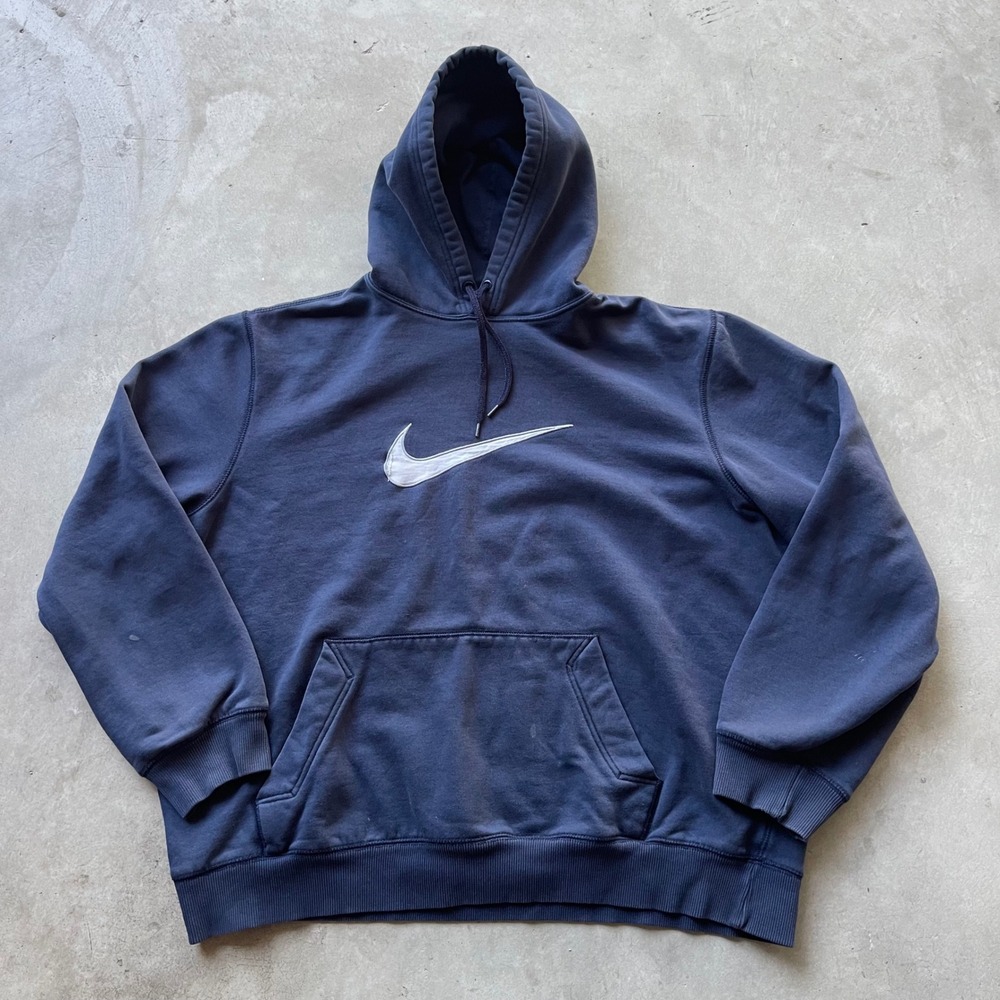 Nike Athletic Dept Hoodie Mens XXL Navy Blue Center Swoosh Pullover Sweatshirt